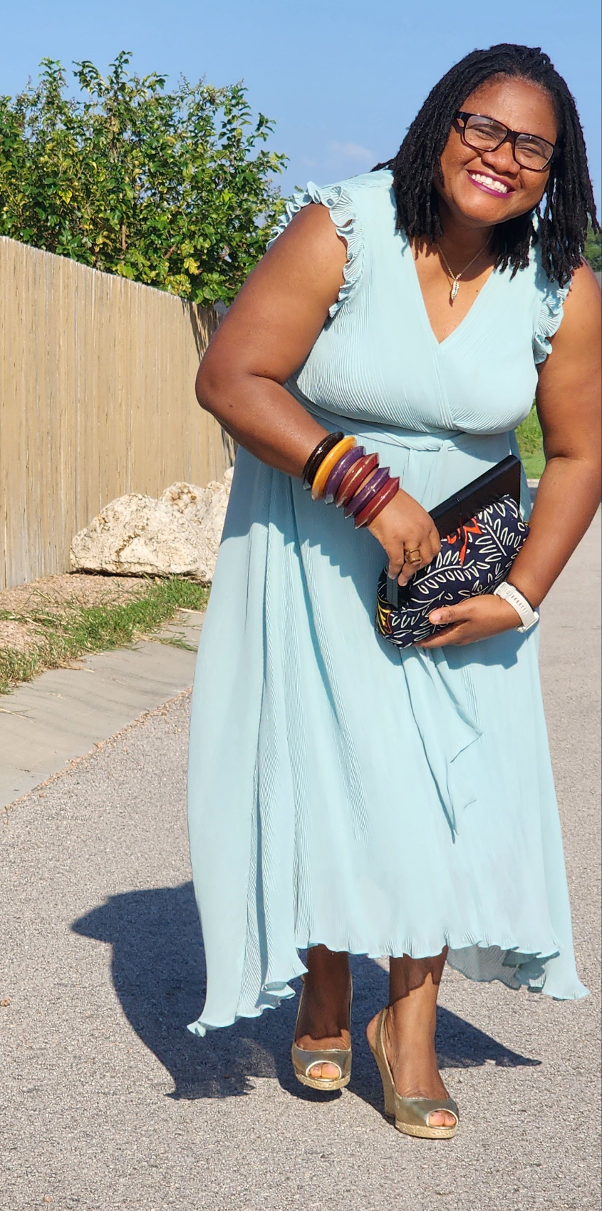 Midnight Botanical Wood Frame Clutch