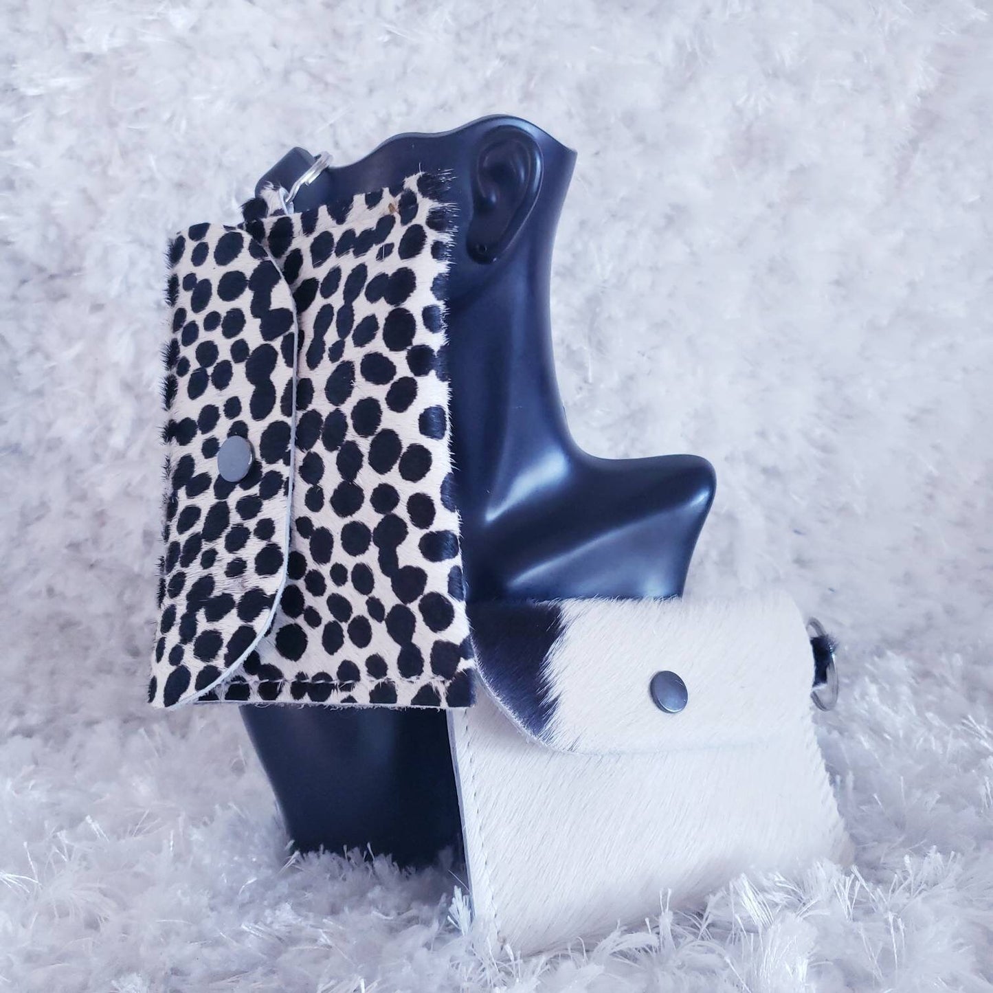 Hair-on Cheetah Leather mini wallet, minimalist wallet, business card wallet.