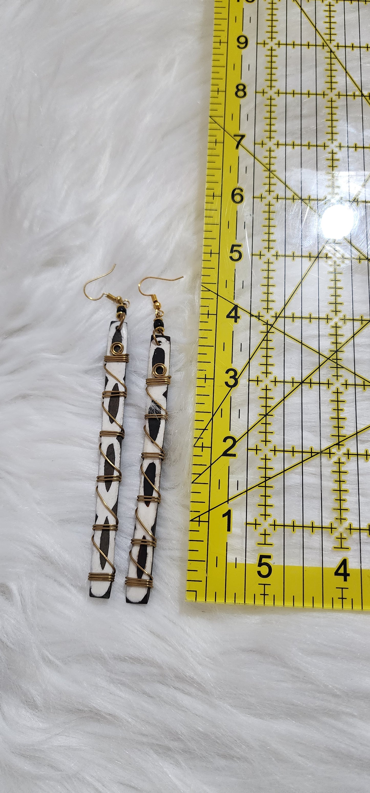Brass Wrapped Bone Drop Earrings