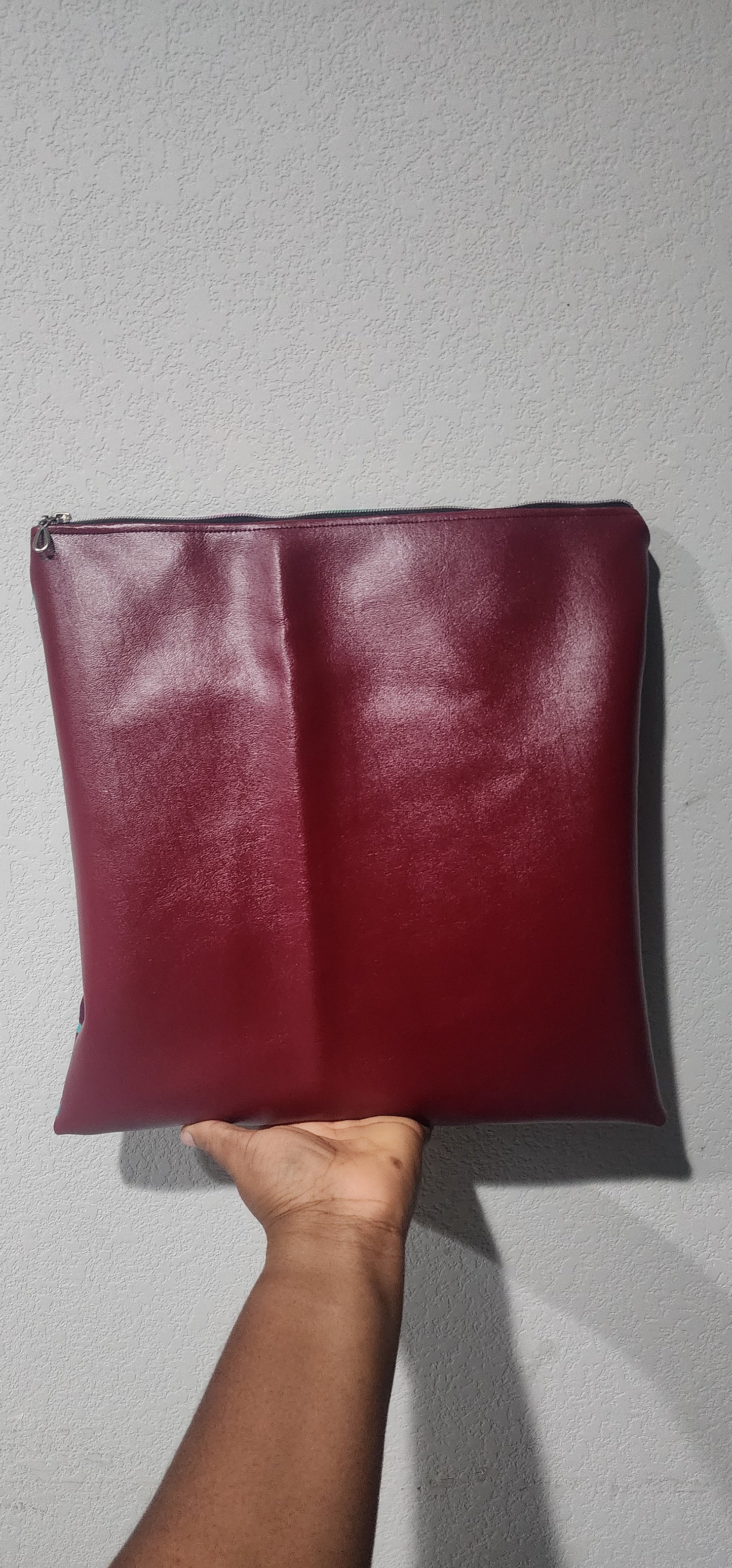 3-in-1 Reversible Ankara Laptop Clutch - Burgundy & Turquoise