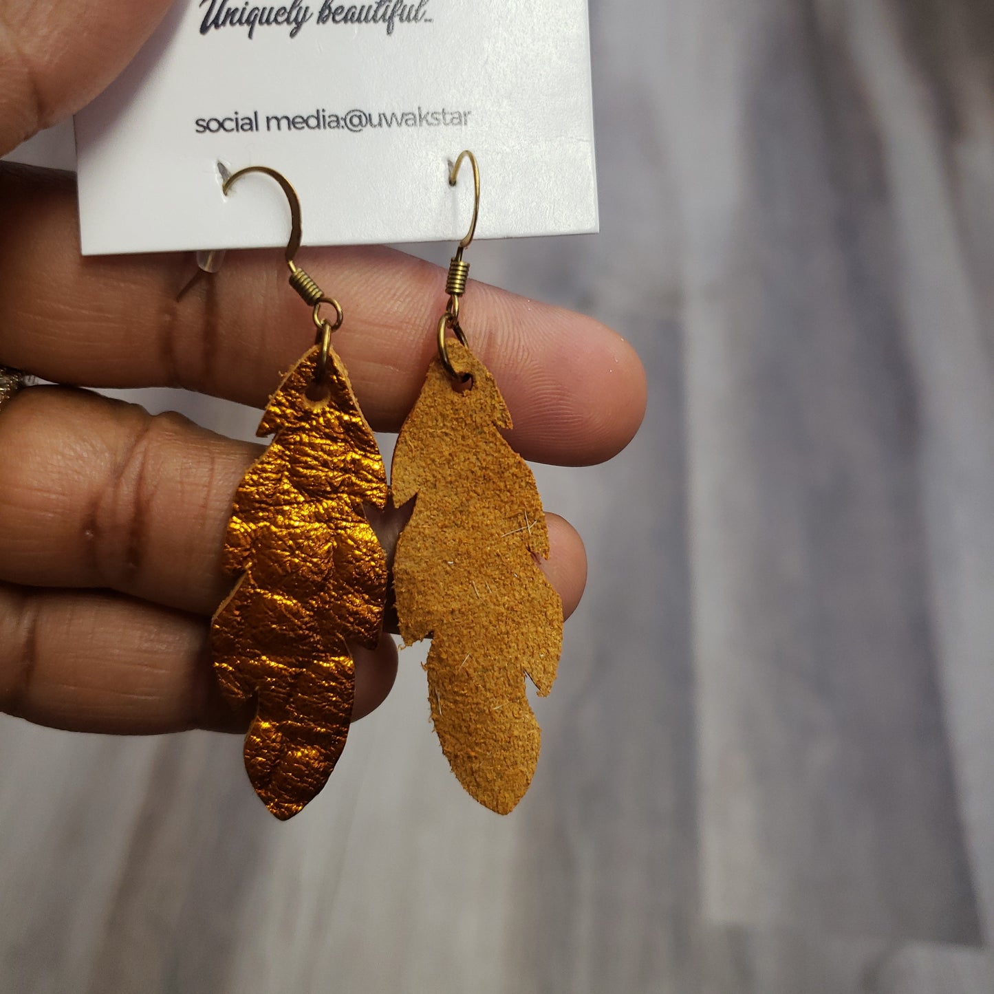 Feathers Mini Leather Earrings