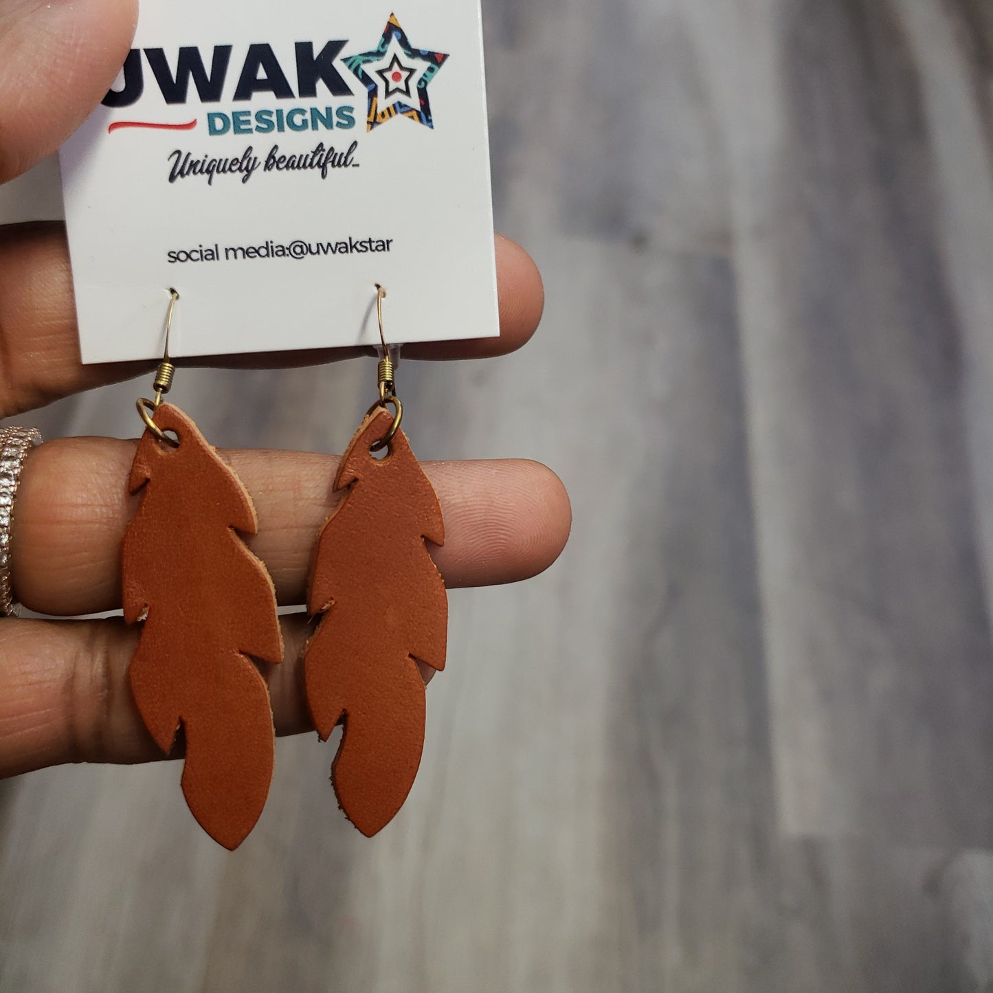 Feathers Mini Leather Earrings