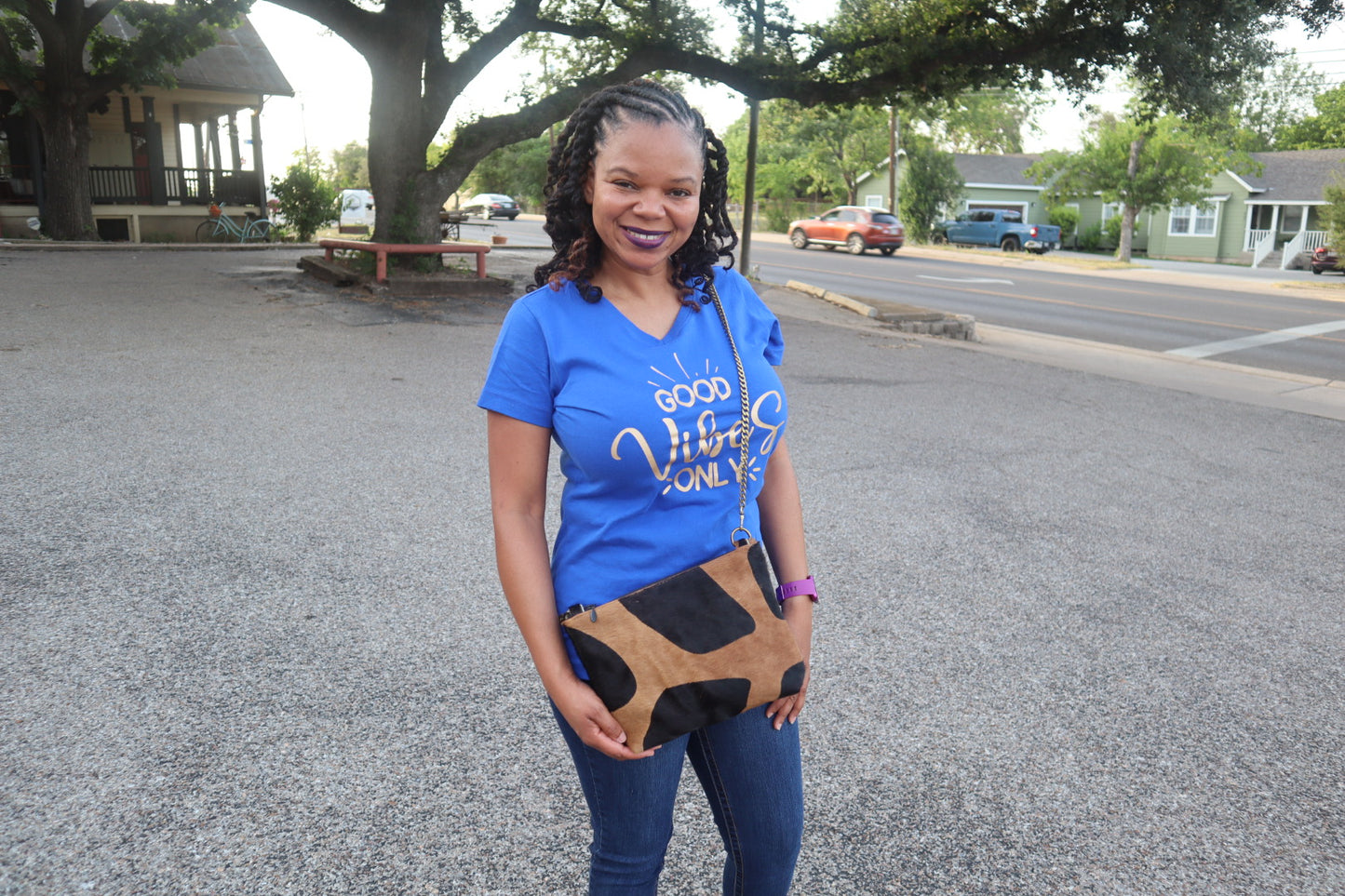 Giraffe Printed Cow-hide Hair-on Crossbody bag for women