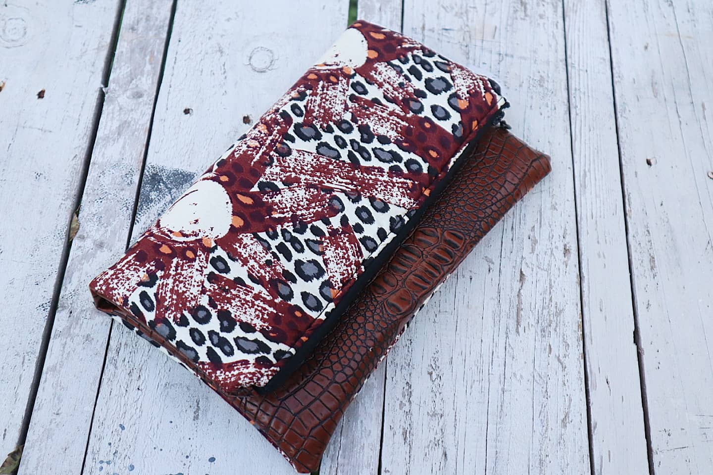 Reversible African Print Foldover Clutch Purse, evening bag, casual bag, fashion bag, colorful cuteness, silver, vinyl.
