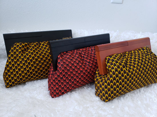 Wooden Frame Ankara Clutch