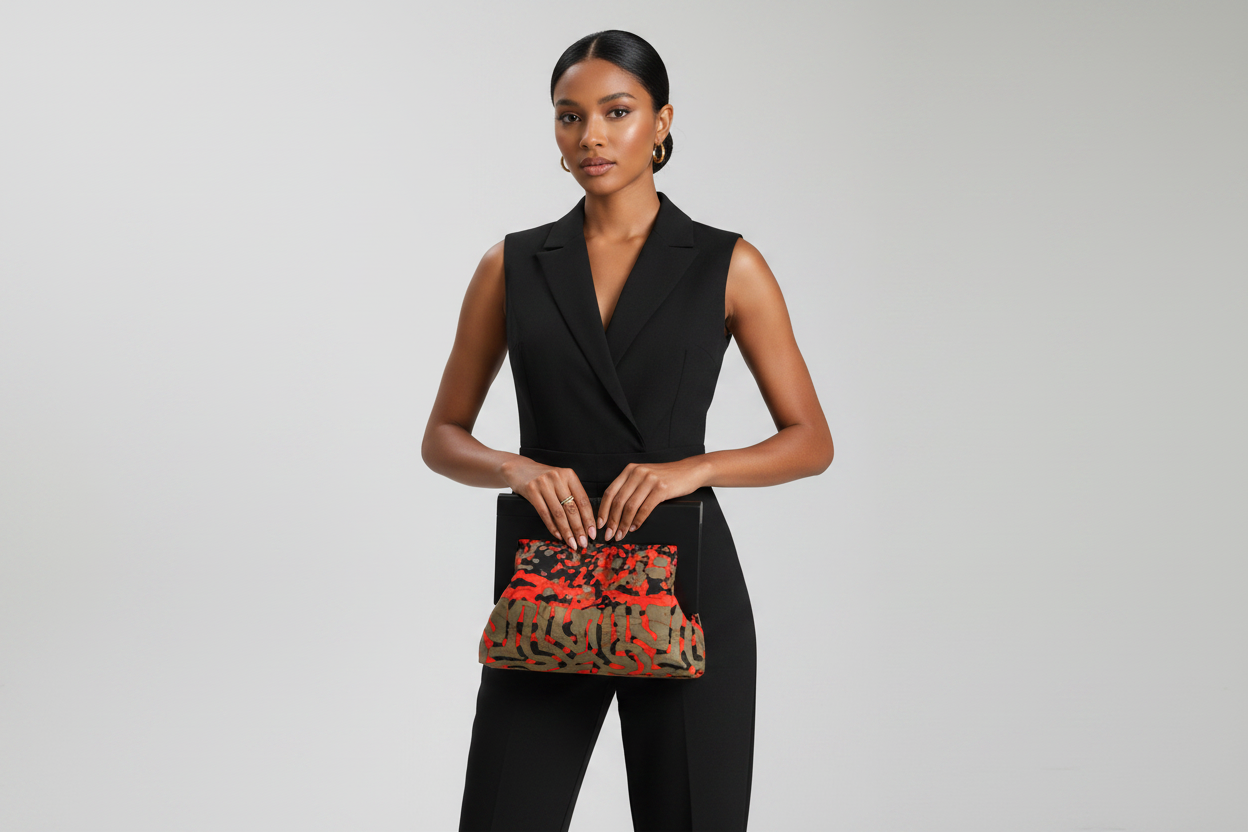 The Lava Mini Ankara Wooden Frame Ankara Clutch