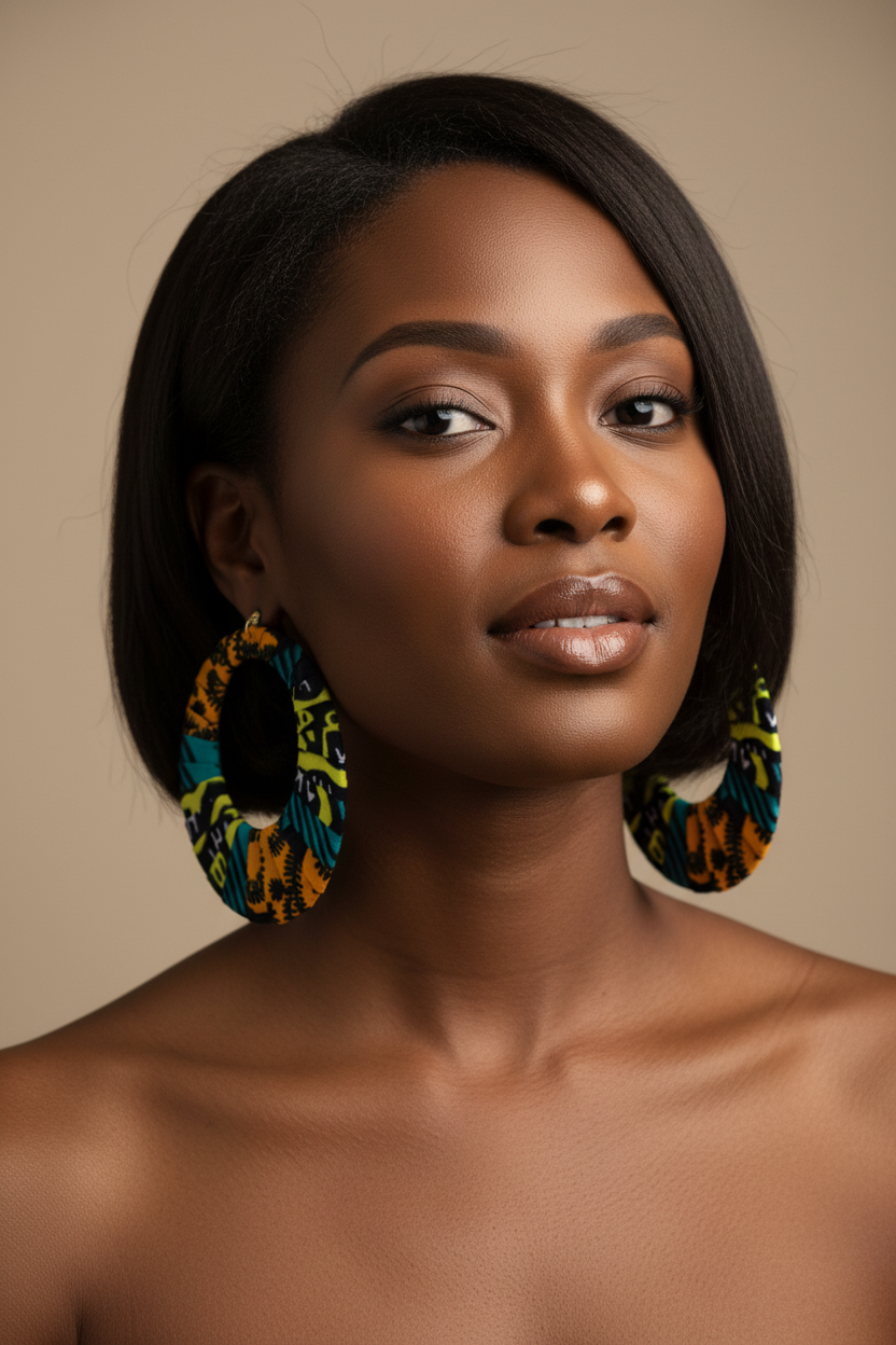 Ankara Hoop Earrings, large, African print, vibrant, bold.