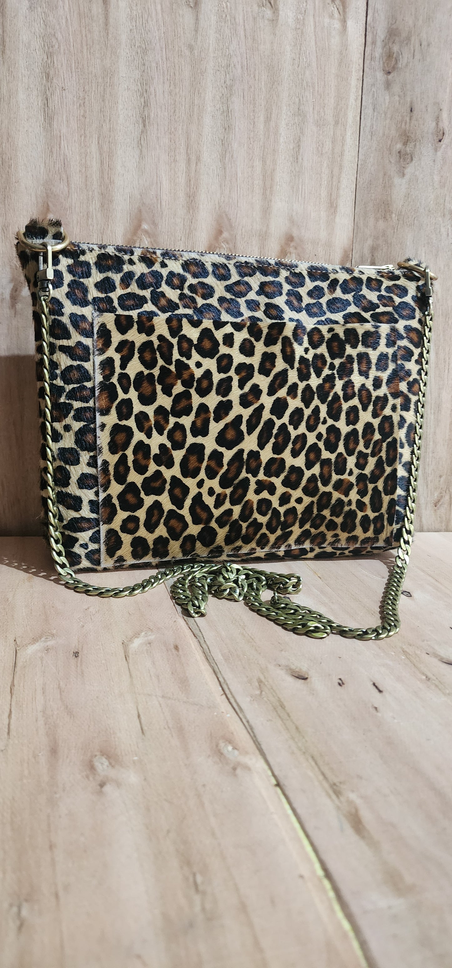 Leopard Crossbody Bag for Women- Black/Brown
