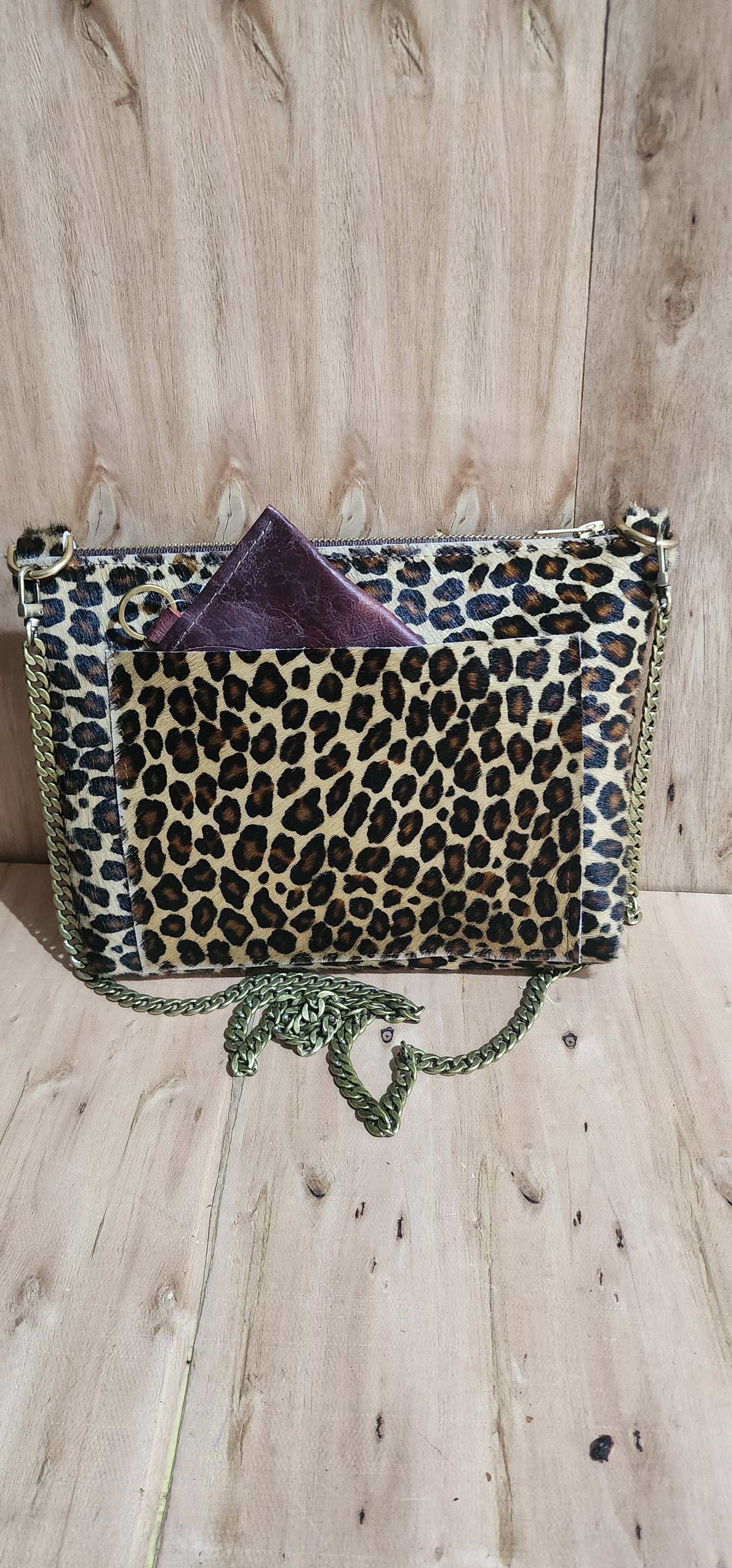 Leopard Crossbody Bag for Women- Black/Brown