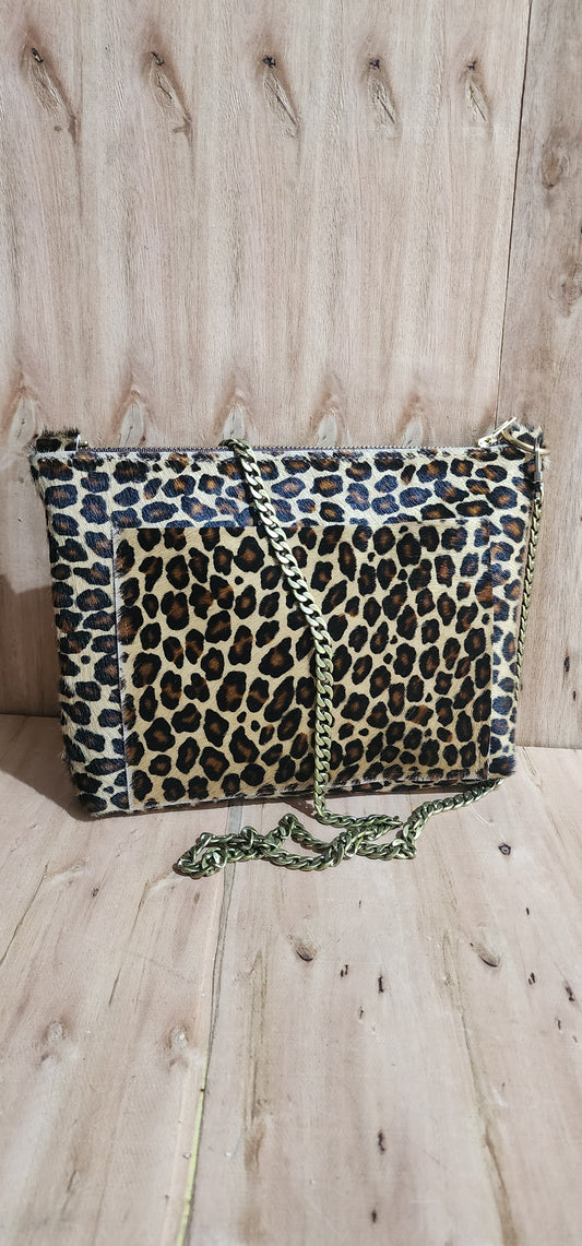 Leopard Crossbody Bag for Women- Black/Brown