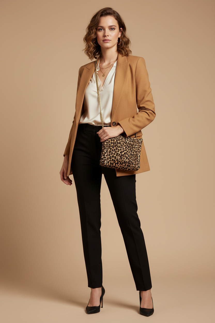 Leopard Crossbody Bag for Women- Black/Brown