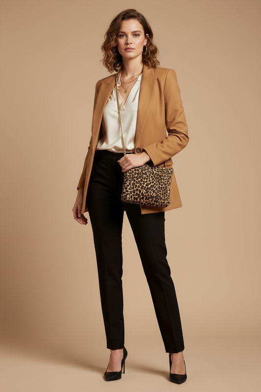 Leopard Crossbody Bag for Women- Black/Brown