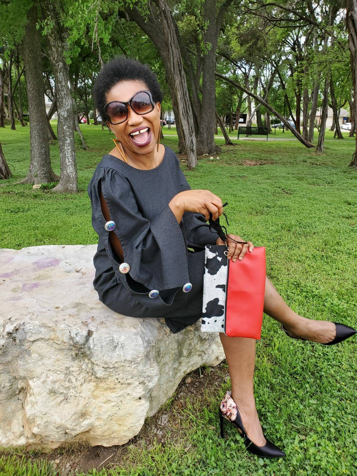 Cowhide Suede/Vinyl Reversible Foldover Clutch Purse, gift for her, bridesmaid gift, Ankara lining, inside pocket.