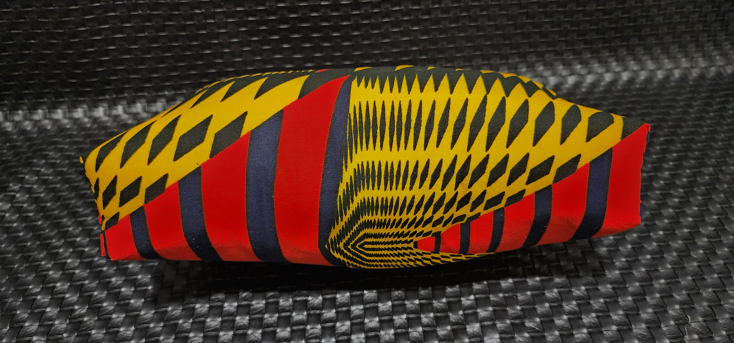 Bold Geometric Ankara Wood Frame Clutch - Yellow & Red