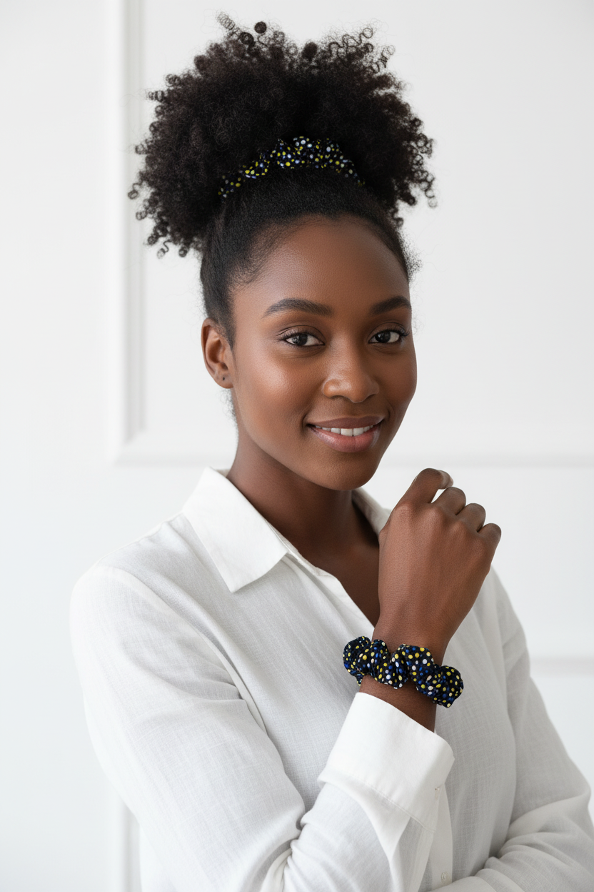 Ankara Polka Dot Mini Scrunchie
