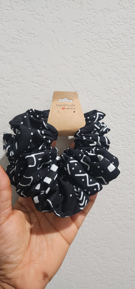 Ankara(African print) Scrunchies - Black/white
