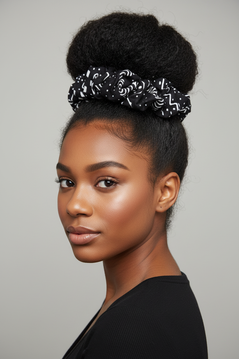 Ankara(African print) Scrunchies - Black/white