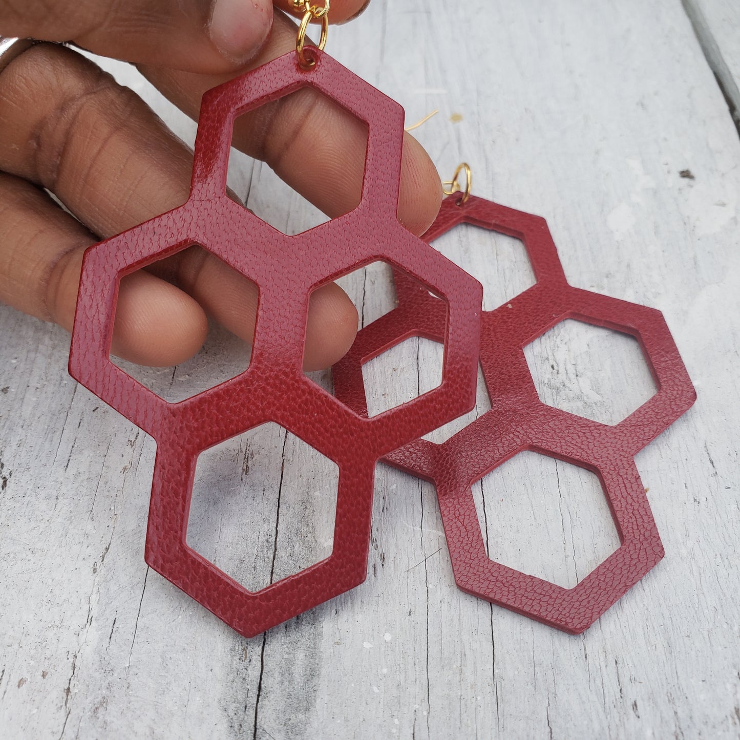 Hexa Leather Earrings