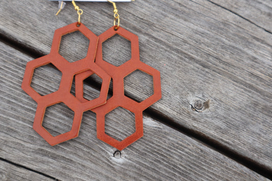 Hexa Leather Earrings