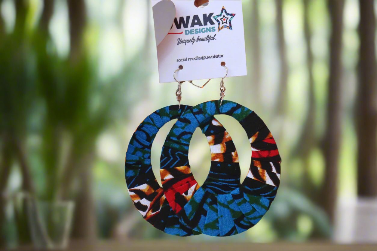 Ankara Hoop Earrings, large, African print, vibrant.