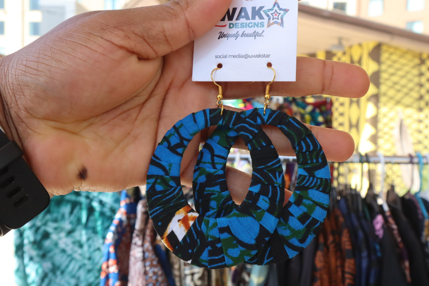Ankara Hoop Earrings, large, African print, vibrant.