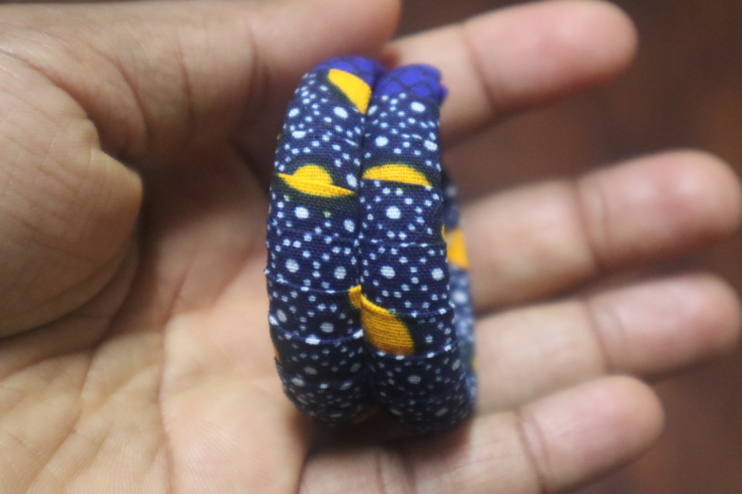 Blue and Yellow Ankara Hoop Earrings