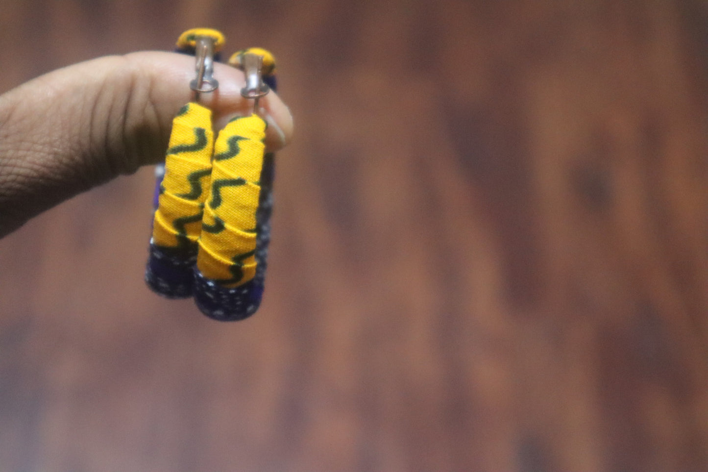 Blue and Yellow Ankara Hoop Earrings