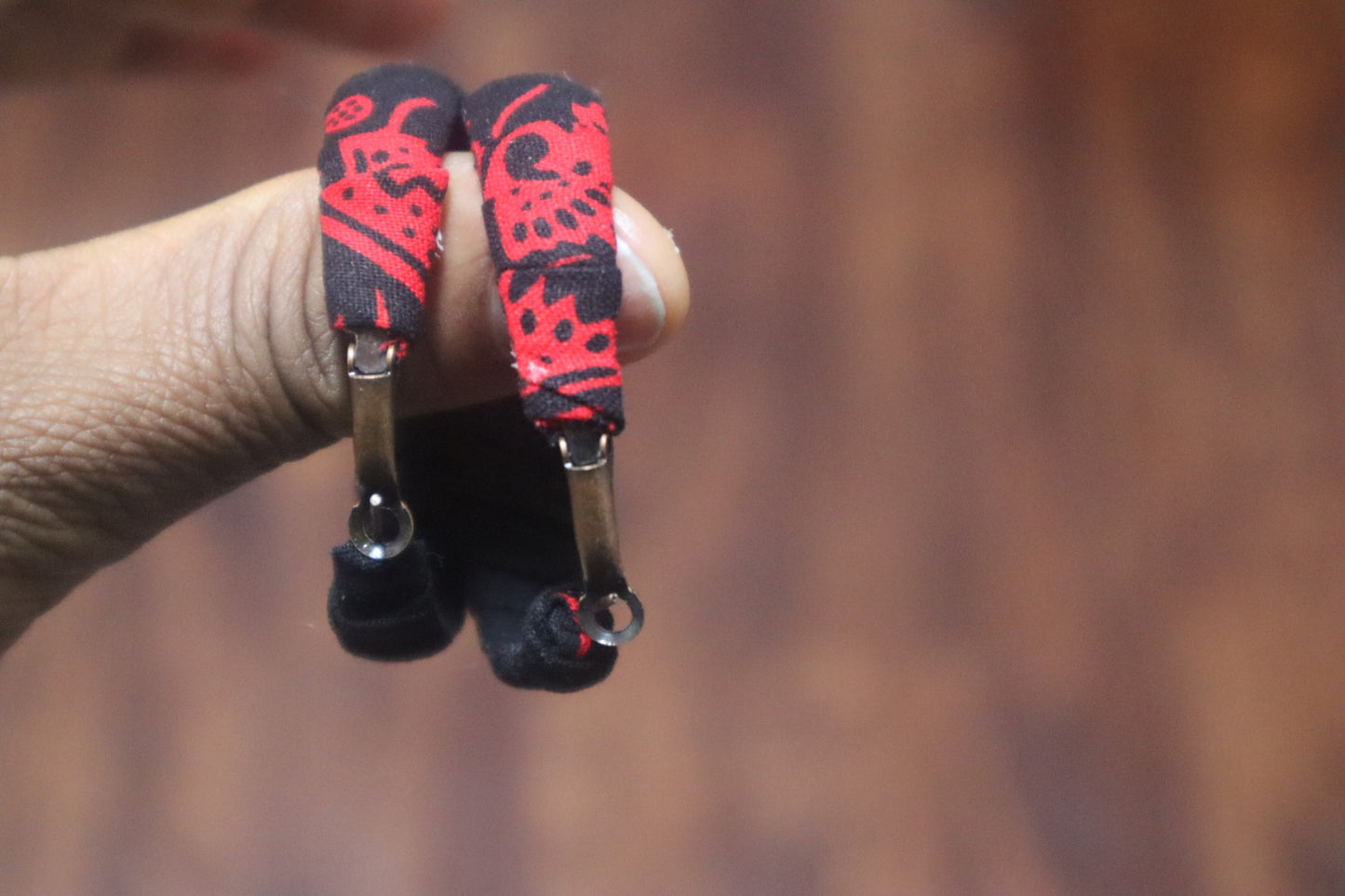 Red and Black Ankara Hoop Earrings