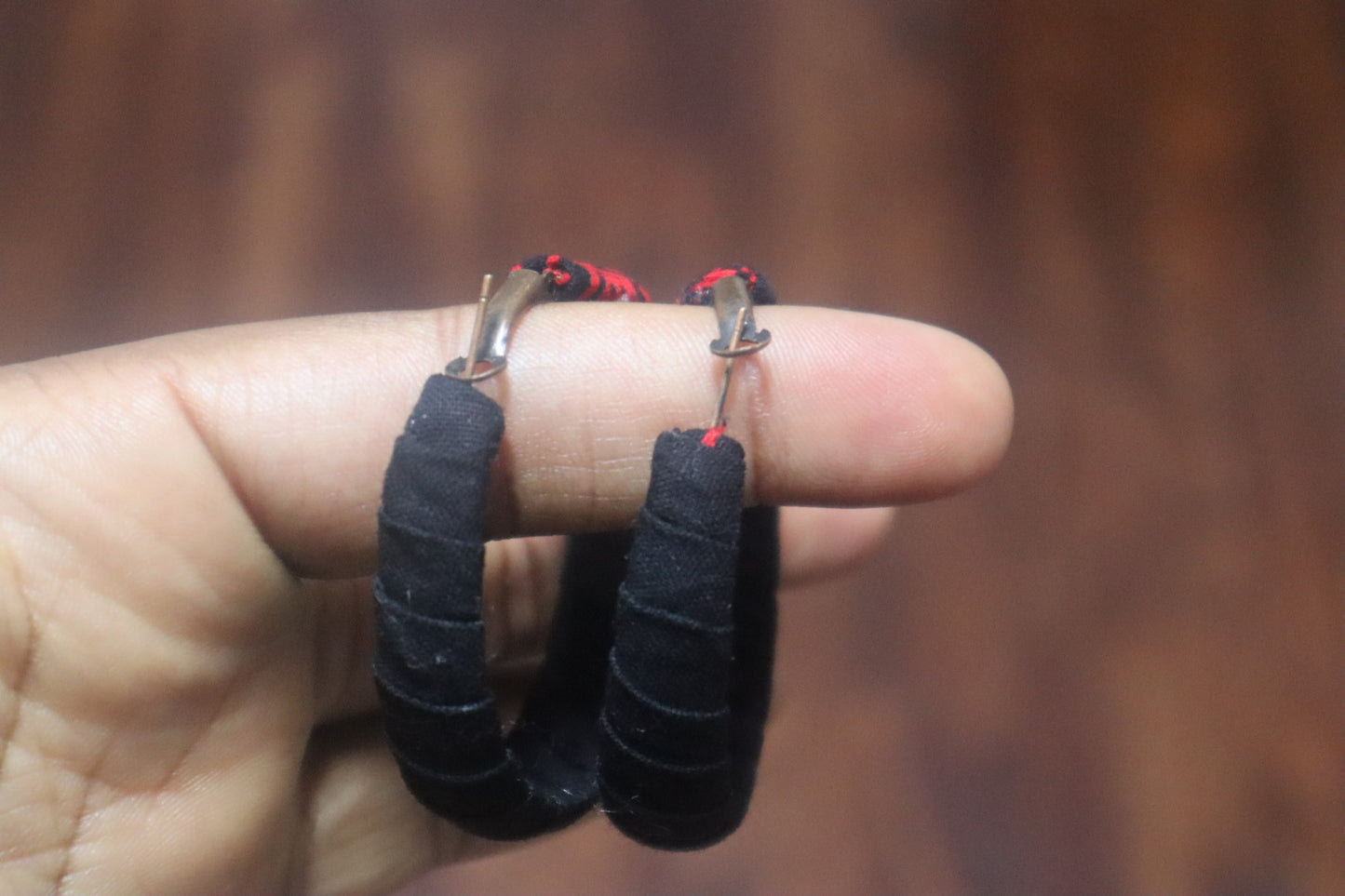 Red and Black Ankara Hoop Earrings