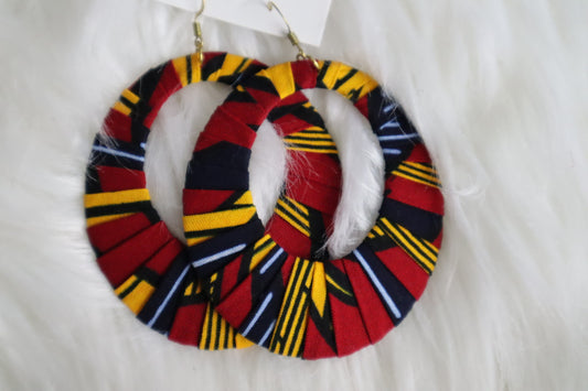 Ankara Hoop Earrings, large, African print, vibrant, bold.