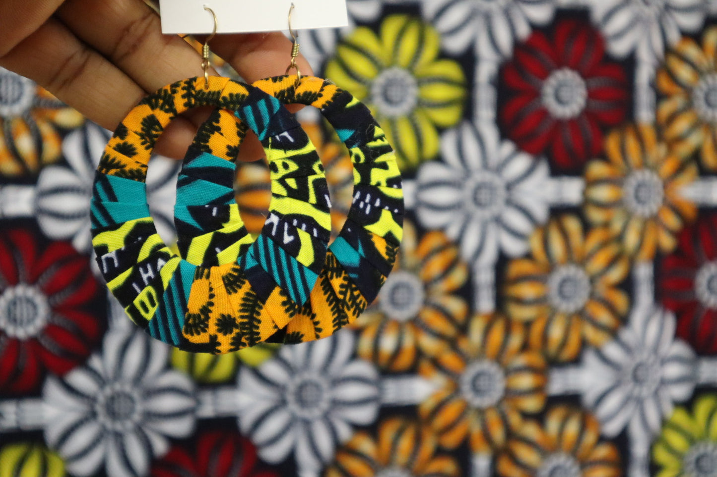 Ankara Hoop Earrings, large, African print, vibrant, bold.