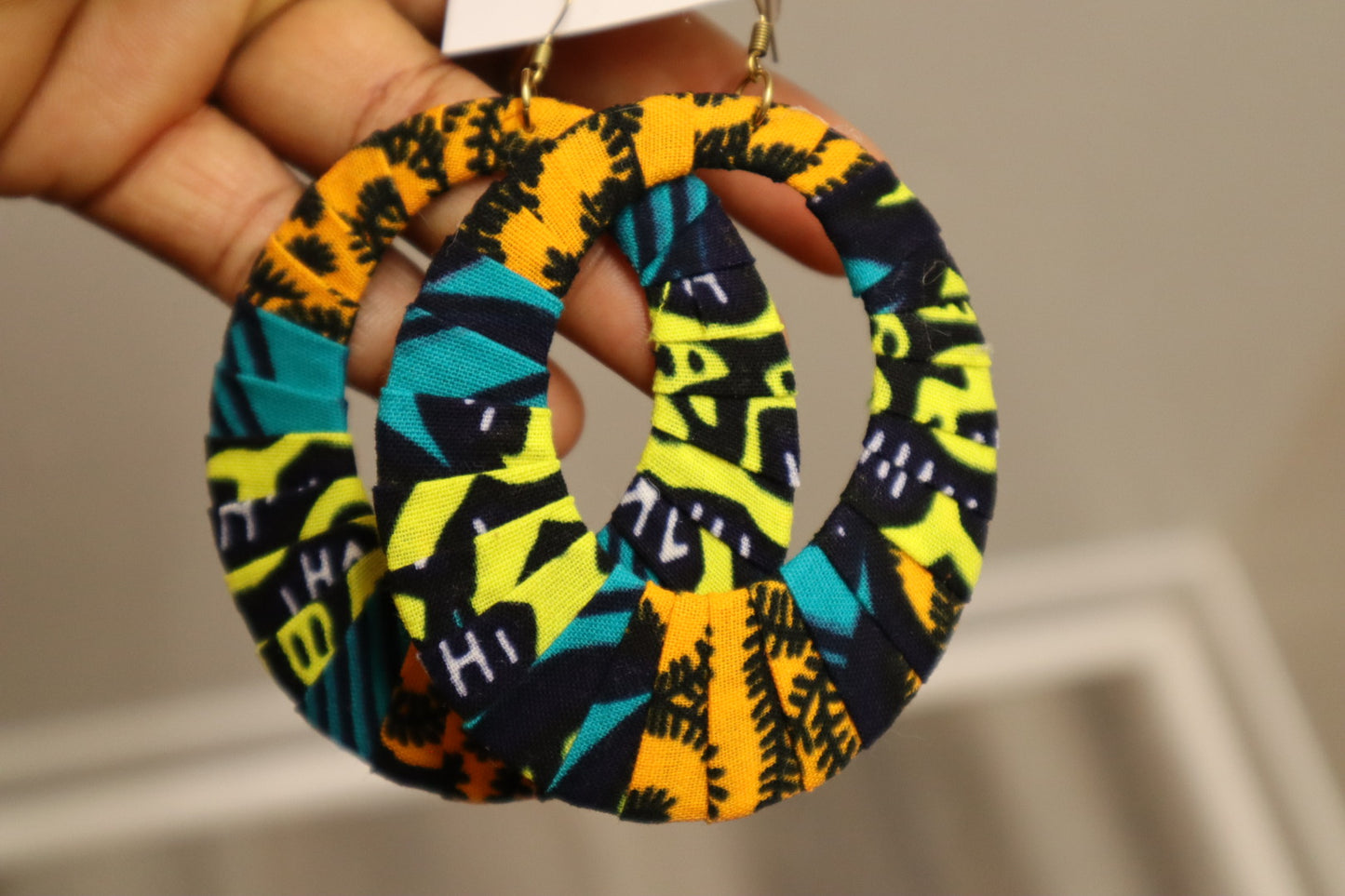 Ankara Hoop Earrings, large, African print, vibrant, bold.