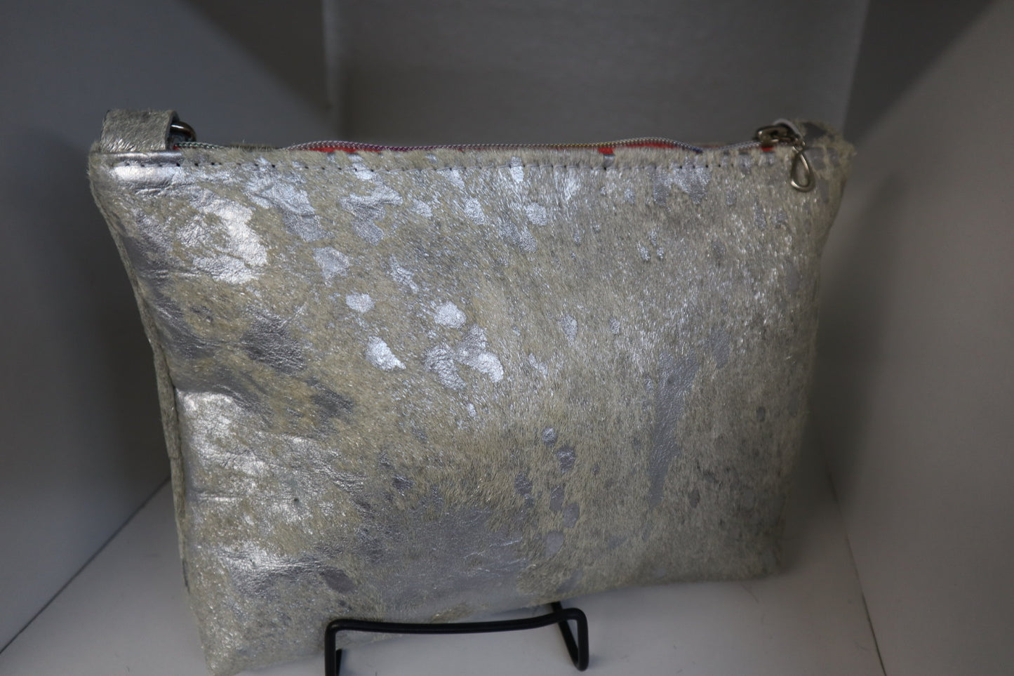 Acid-wash Crossbody Leather bag for women - silver