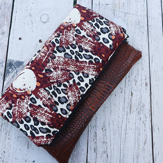 Reversible African Print Foldover Clutch Purse, evening bag, casual bag, fashion bag, colorful cuteness, silver, vinyl.