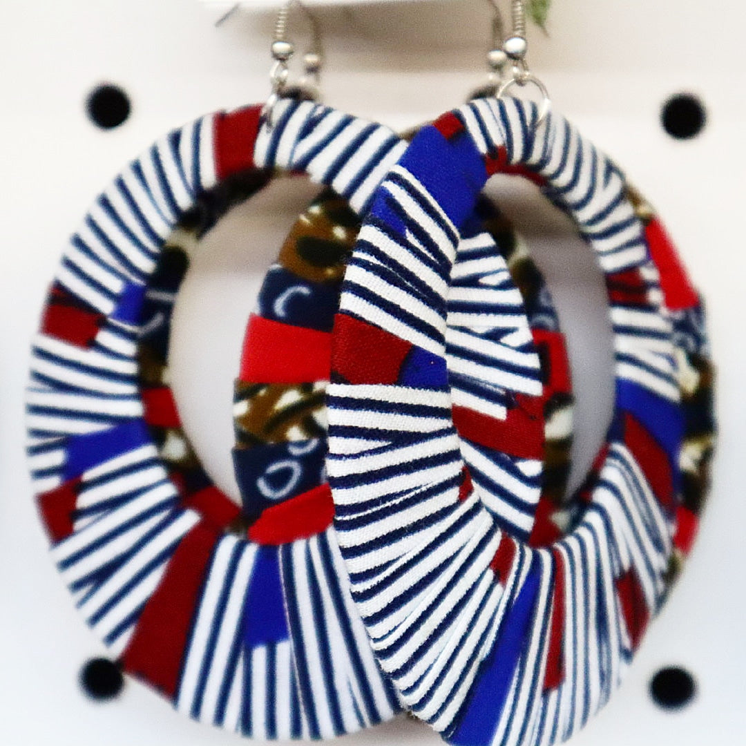 Red, White, & Blue Ankara Earrings