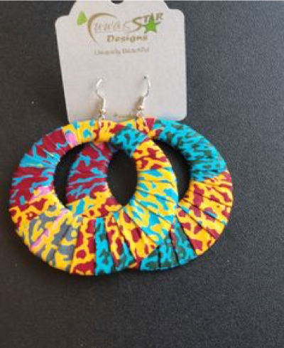 Blue/ orange Ankara Hoop Earrings